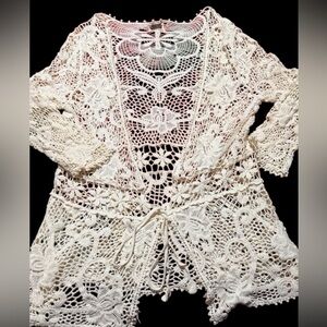 Cream Lace Crochet Top